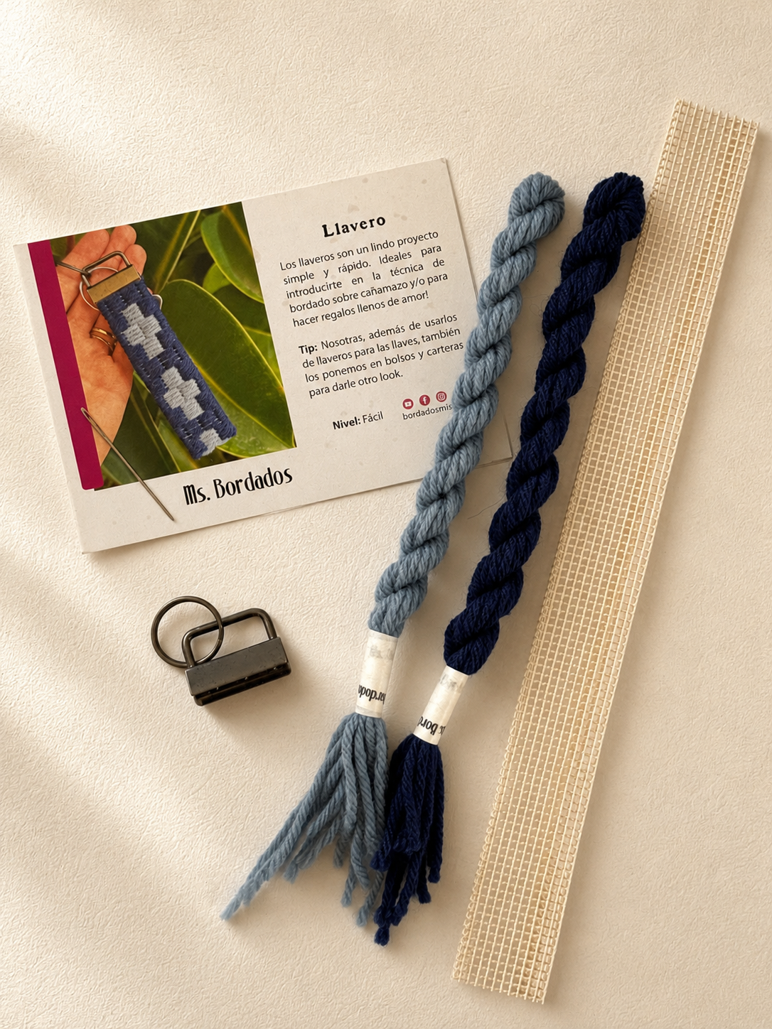 Canvas embroidery kit - Cruces Blue Keyring