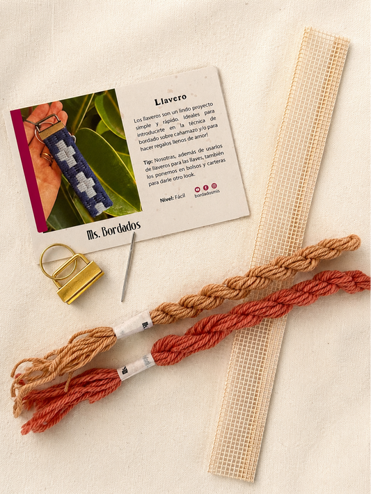 Canvas embroidery kit - Cruces Pinky Keyring