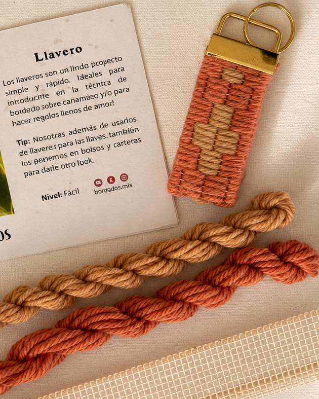 Canvas embroidery kit - Cruces Pinky Keyring