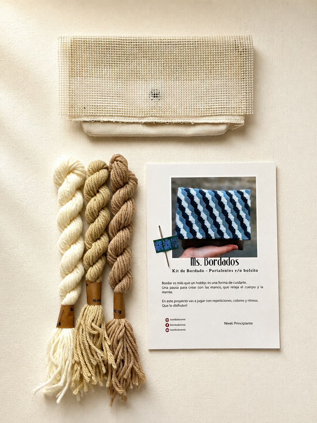 Kit de bordado en cañamazo - Portalentes Pez Arena - Ms. Bordados