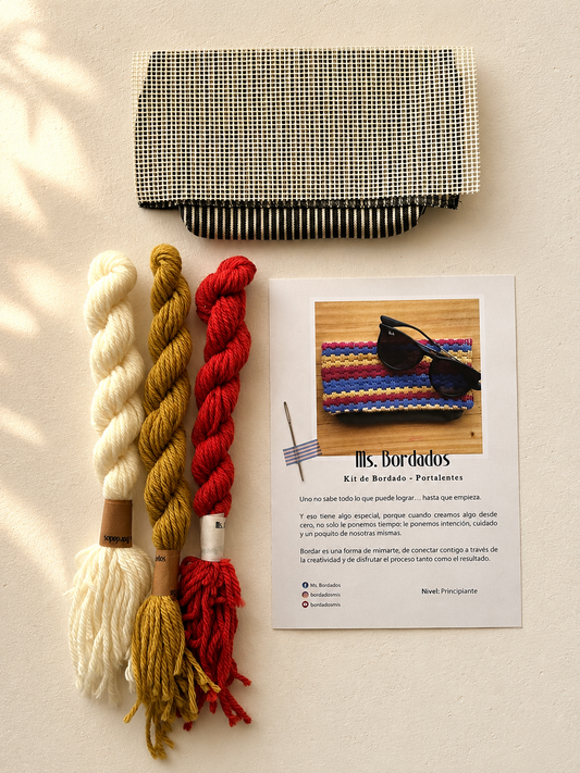Canvas embroidery kit - Striped Barcelona Sunny Sunglasses Case