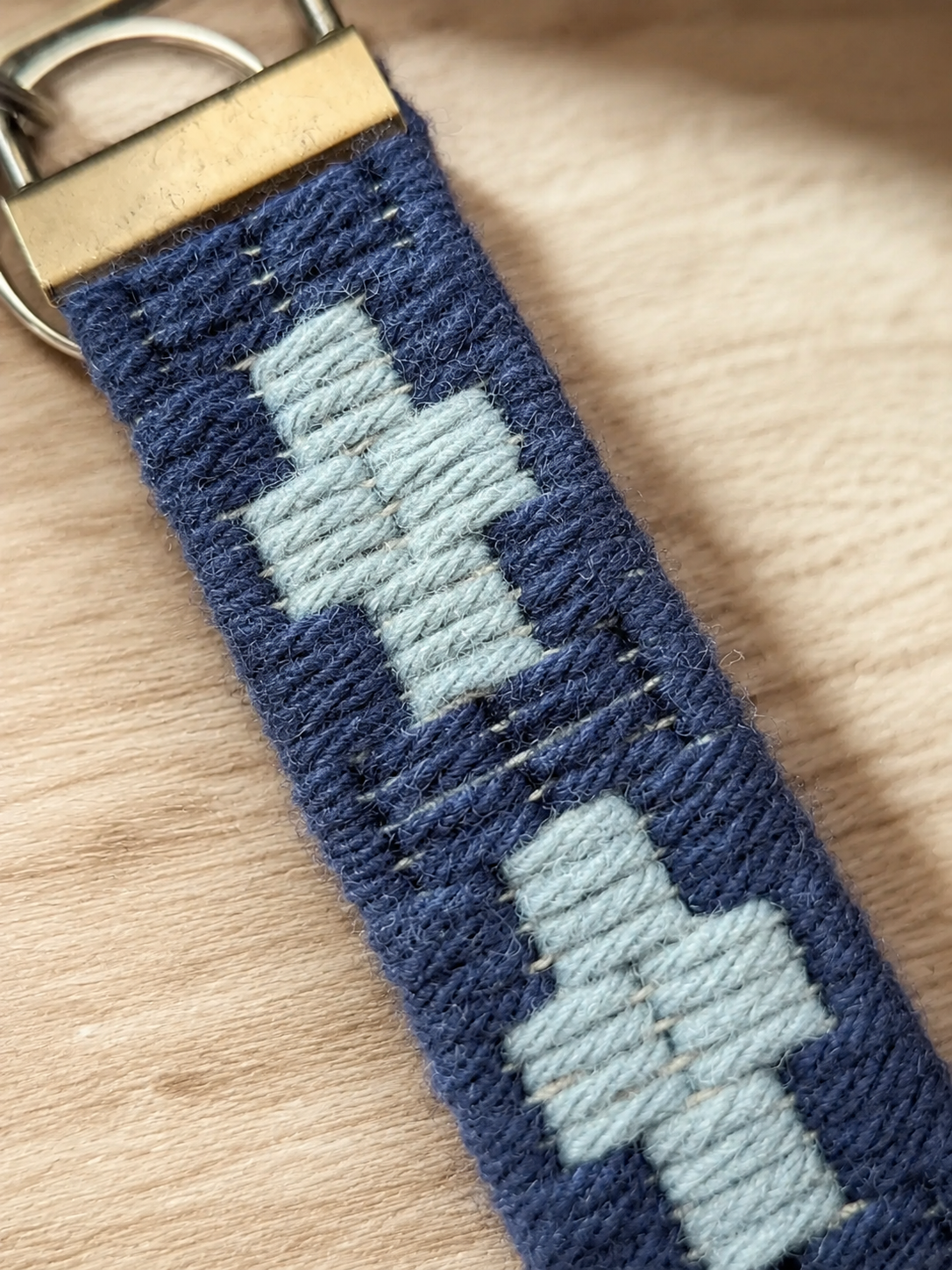 Canvas embroidery kit - Cruces Blue Keyring