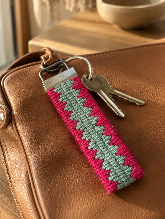 Canvas embroidery kit - Pyramid Flor Keyring